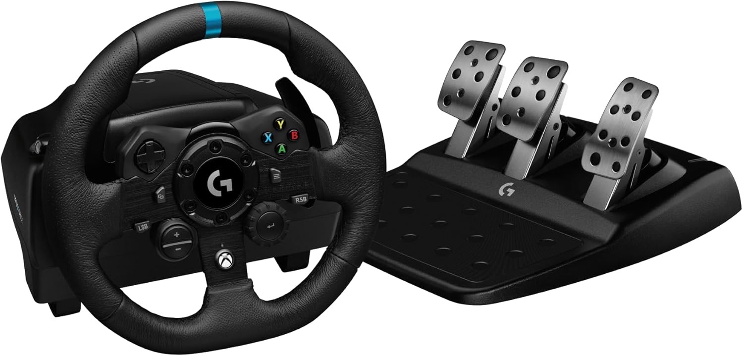 Logitech G923 Racing Wheel for Xbox & PC – TRUEFORCE, Dual Clutch, Leather Grip