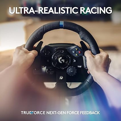 Logitech G923 Racing Wheel for Xbox & PC – TRUEFORCE, Dual Clutch, Leather Grip