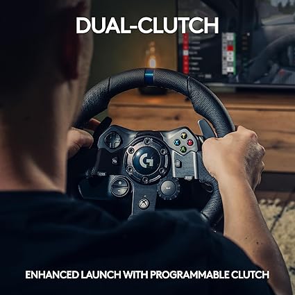 Logitech G923 Racing Wheel for Xbox & PC – TRUEFORCE, Dual Clutch, Leather Grip