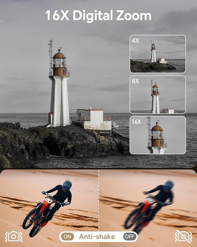 88MP 8K Vlogging Camera with Front & Rear Lens – WiFi, Touch Screen, Flash, 64GB Card – Ideal for Creators