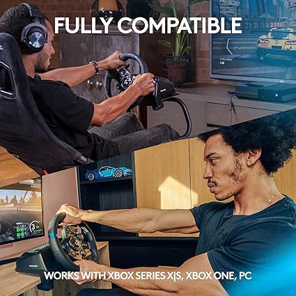 Logitech G923 Racing Wheel for Xbox & PC – TRUEFORCE, Dual Clutch, Leather Grip