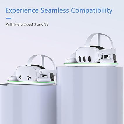 Meta Quest 3/3S Charger Dock – VR Stand with LED & Rechargeable Batteries