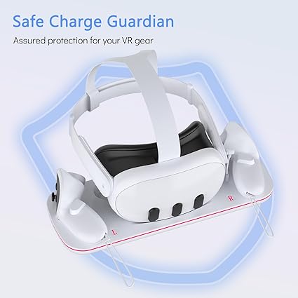 Meta Quest 3/3S Charger Dock – VR Stand with LED & Rechargeable Batteries