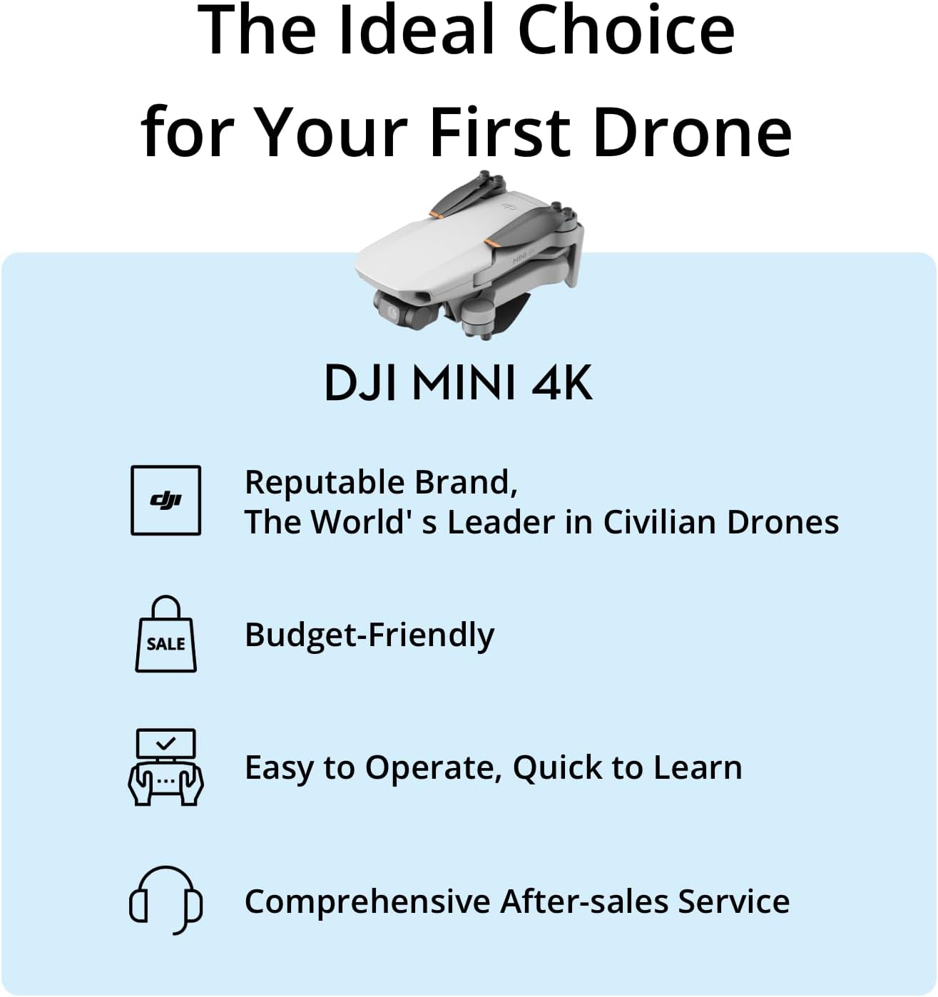 DJI Mini 4K Camera Drone Combo – Lightweight, 62-Min Flight, Auto Return, Quick Shots