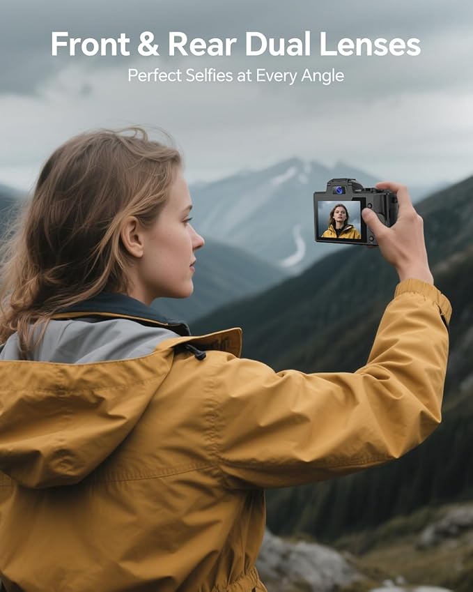 88MP 8K Vlogging Camera with Front & Rear Lens – WiFi, Touch Screen, Flash, 64GB Card – Ideal for Creators