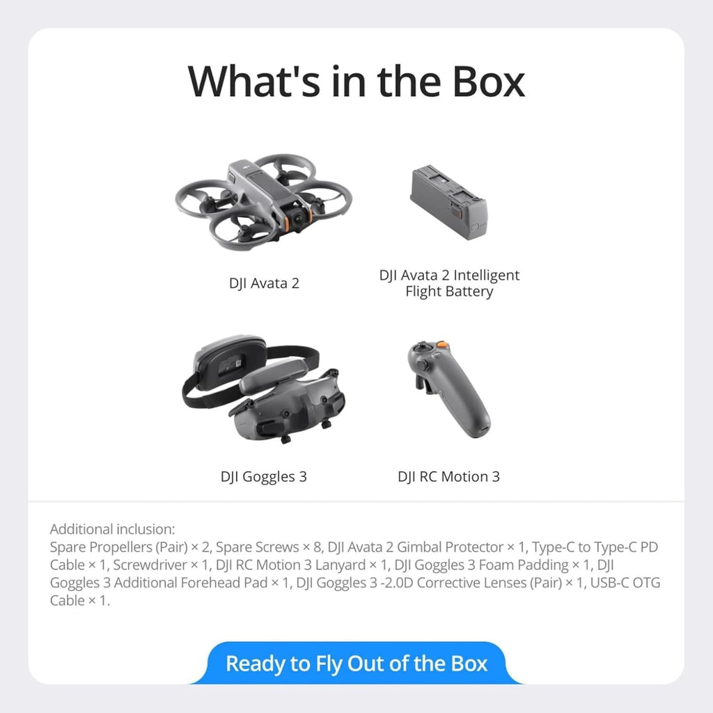 DJI Avata 2 – Fly More Combo with 4K POV Camera & 1 Battery – Black